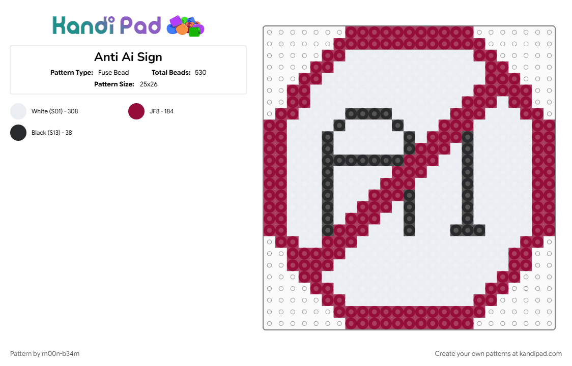 Anti Ai Sign - Fuse Bead Pattern by m00n-b34m on Kandi Pad - anti ai, brown, idk, poster, sign, wall, white