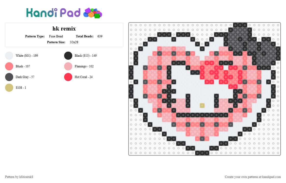 hk remix - Fuse Bead Pattern by k8dontsk8 on Kandi Pad - red,beige