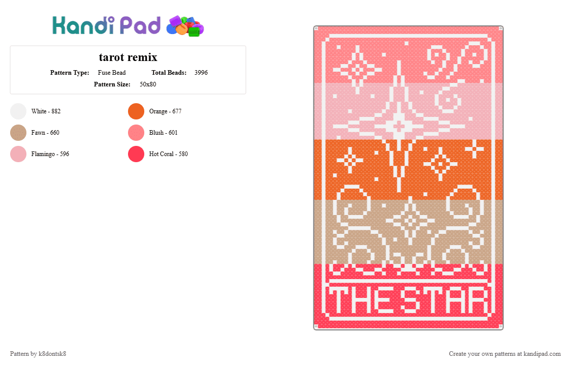tarot remix - Fuse Bead Pattern by k8dontsk8 on Kandi Pad - red,beige