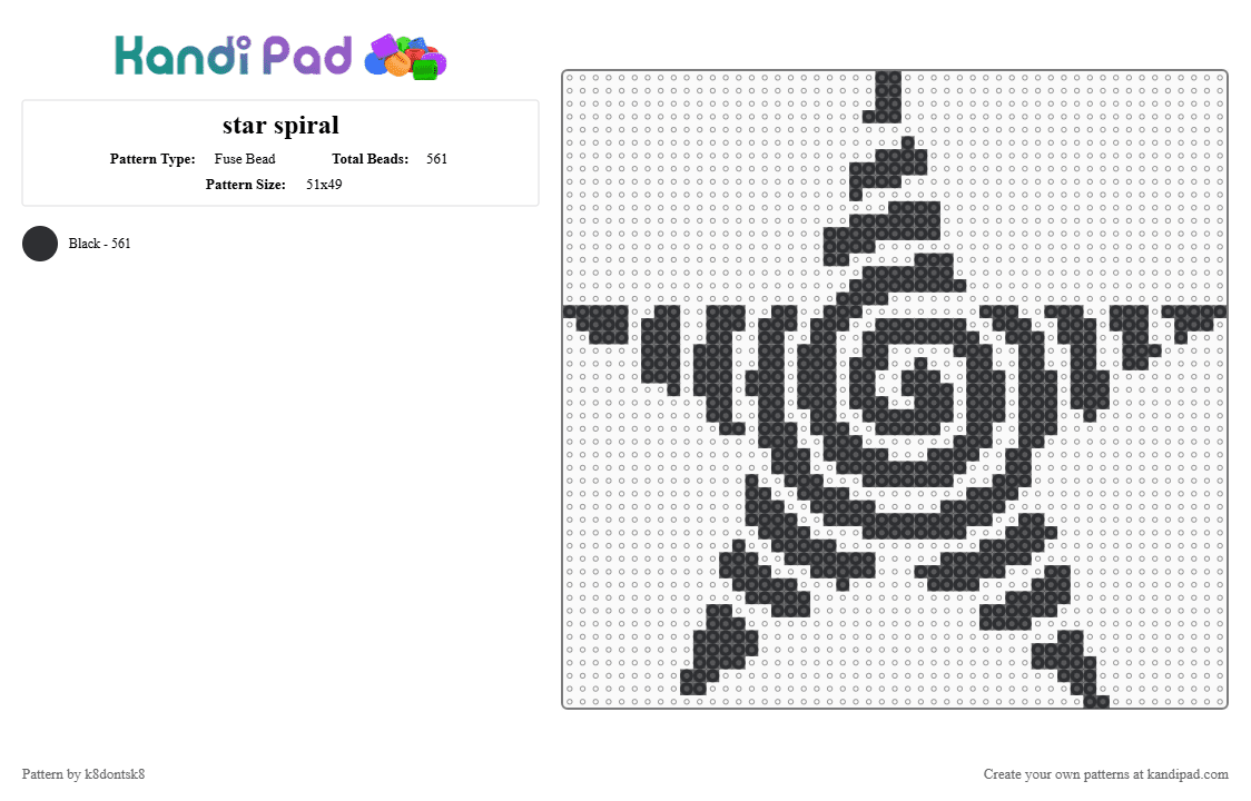 star spiral - Fuse Bead Pattern by k8dontsk8 on Kandi Pad - black