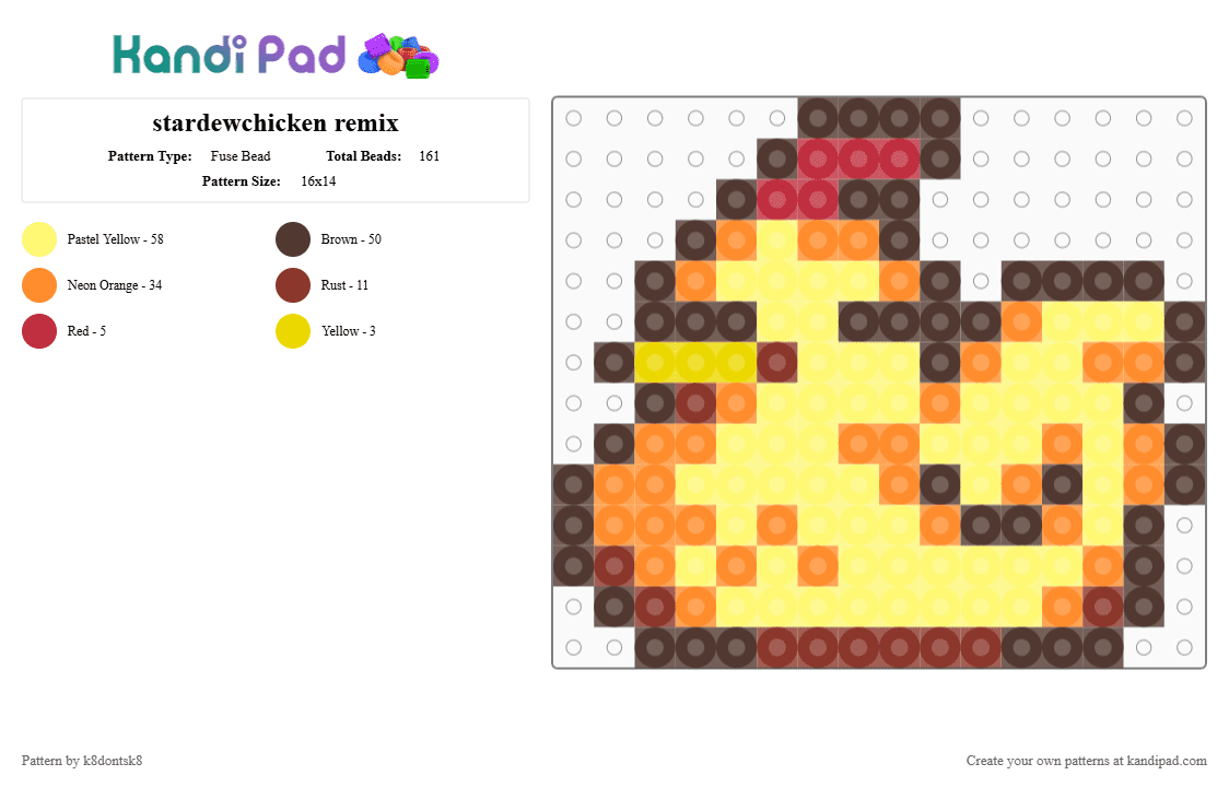 stardewchicken remix - Fuse Bead Pattern by k8dontsk8 on Kandi Pad - brown,yellow