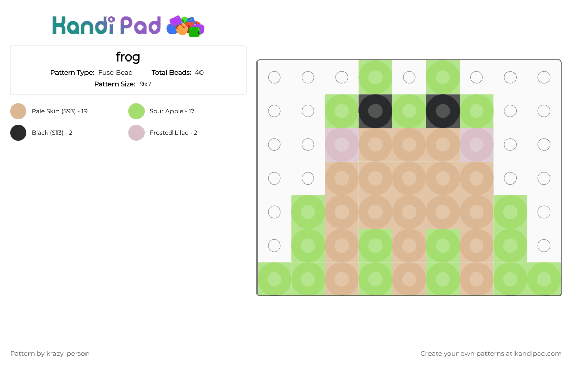 frog - Fuse Bead Pattern by krazy_person on Kandi Pad - beige,green