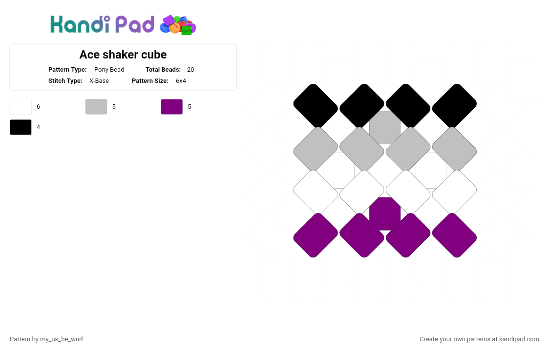 Ace shaker cube - Pony Bead Pattern by my_us_be_wud on Kandi Pad - 