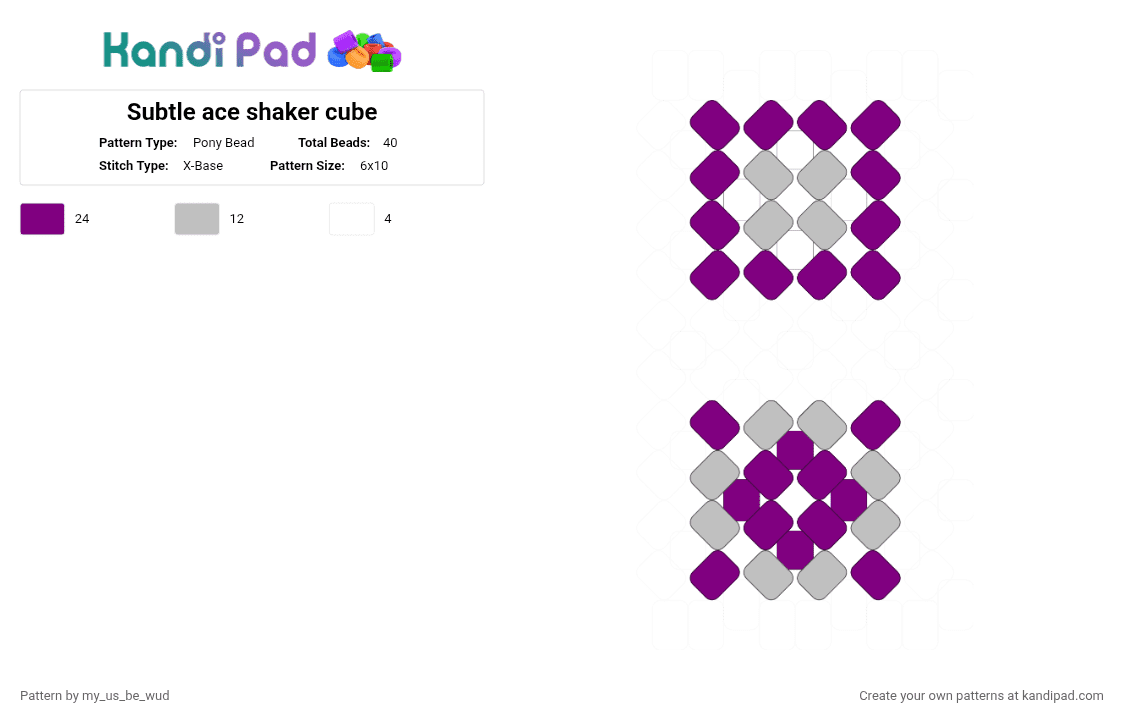 Subtle ace shaker cube - Pony Bead Pattern by my_us_be_wud on Kandi Pad - ace,asexual,shaker,shaker cube,pride,pride month