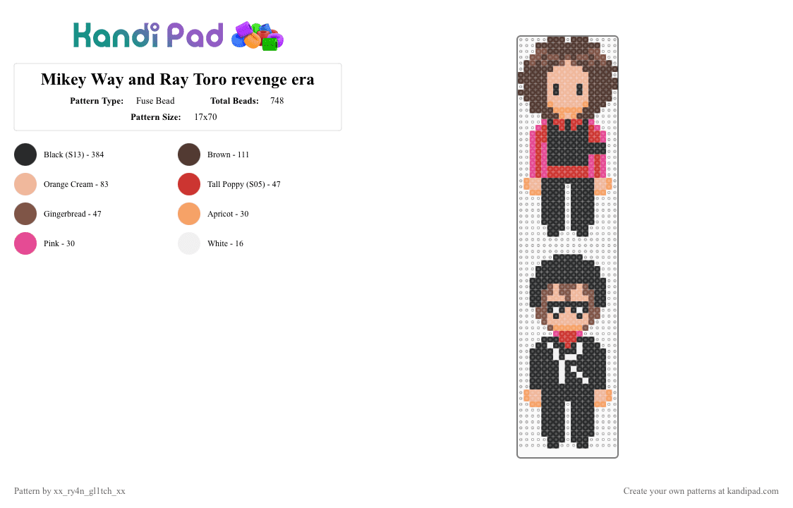 Mikey Way and Ray Toro revenge era - Fuse Bead Pattern by xx_ry4n_gl1tch_xx on Kandi Pad - beige, black, brown, emo, mcr, mikeyway, mychem, mychemicalromance, pinterest, raytoro