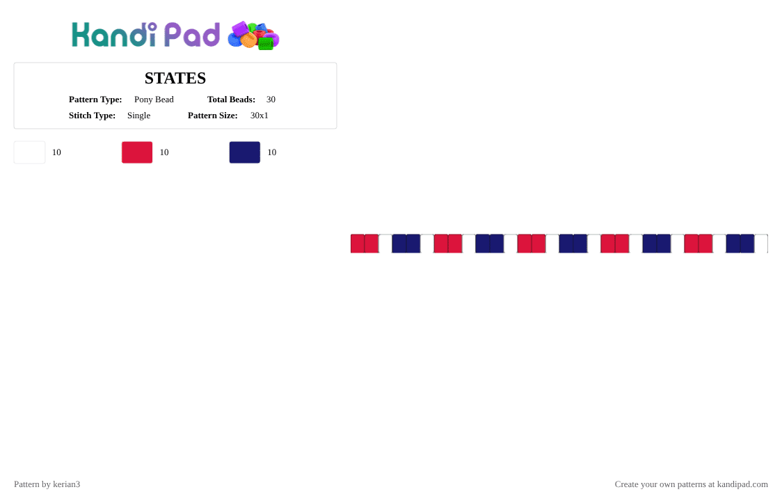 STATES - Pony Bead Pattern by kerian3 on Kandi Pad - red,purple,cotdindependencedayusa2026