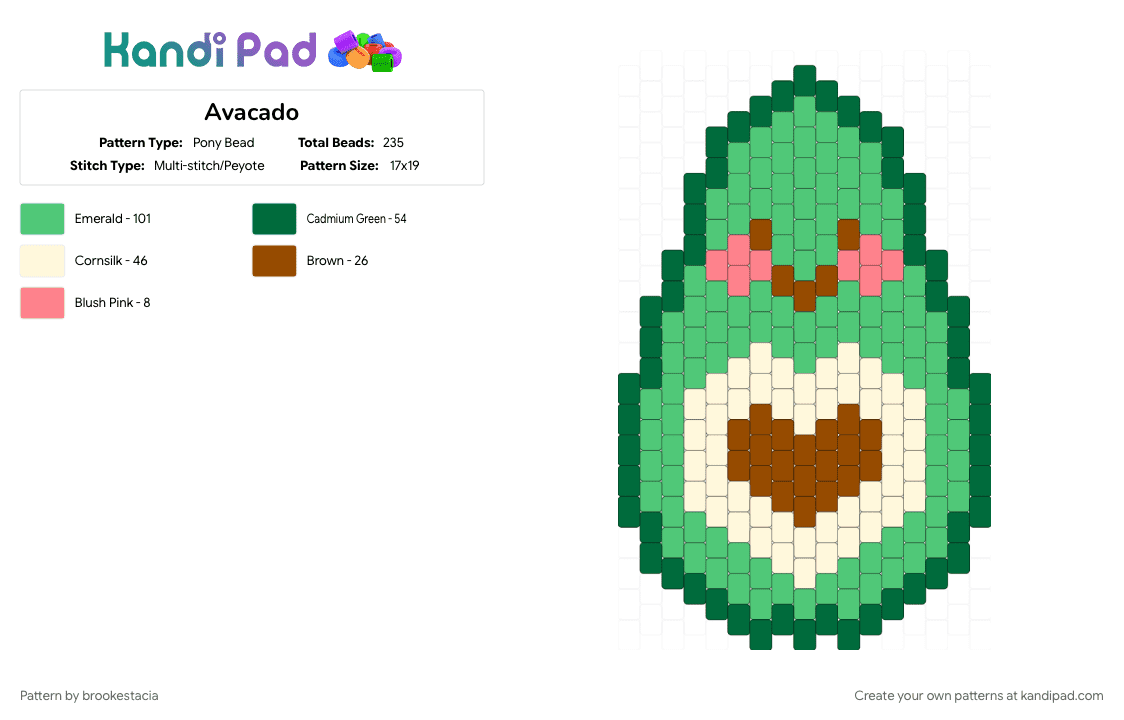 Avacado - Pony Bead Pattern by brookestacia on Kandi Pad - teal