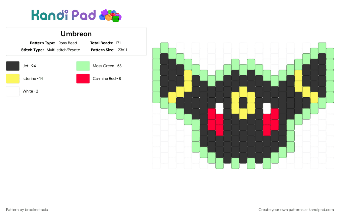 Umbreon - Pony Bead Pattern by brookestacia on Kandi Pad - black, teal
