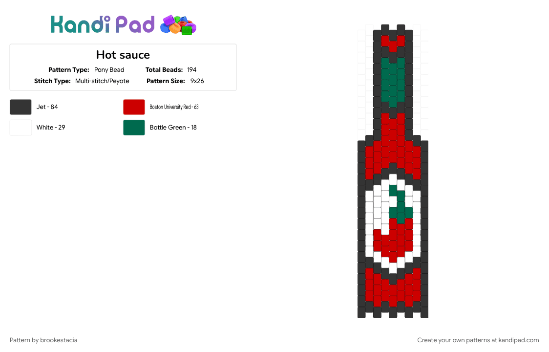 Hot sauce - Pony Bead Pattern by brookestacia on Kandi Pad - red