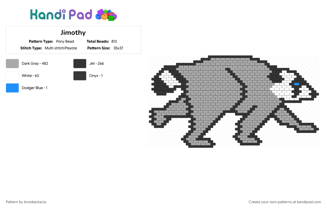 Jimothy - Pony Bead Pattern by brookestacia on Kandi Pad - animal, beige, cute, jimothy, raccoon