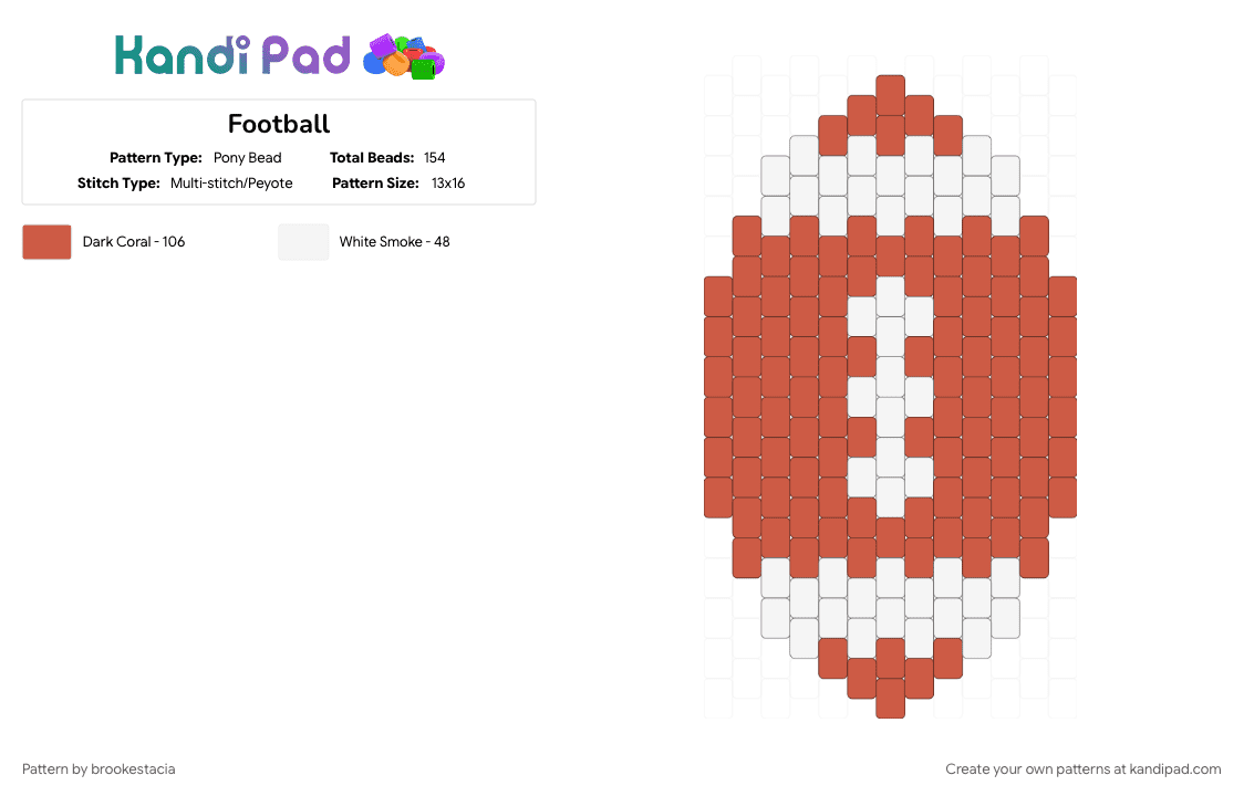 Football - Pony Bead Pattern by brookestacia on Kandi Pad - red, white