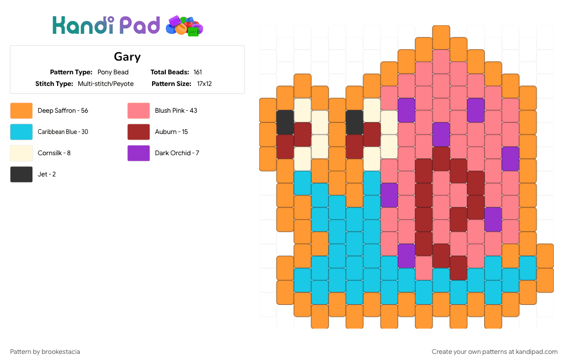 Gary - Pony Bead Pattern by brookestacia on Kandi Pad - orange, red