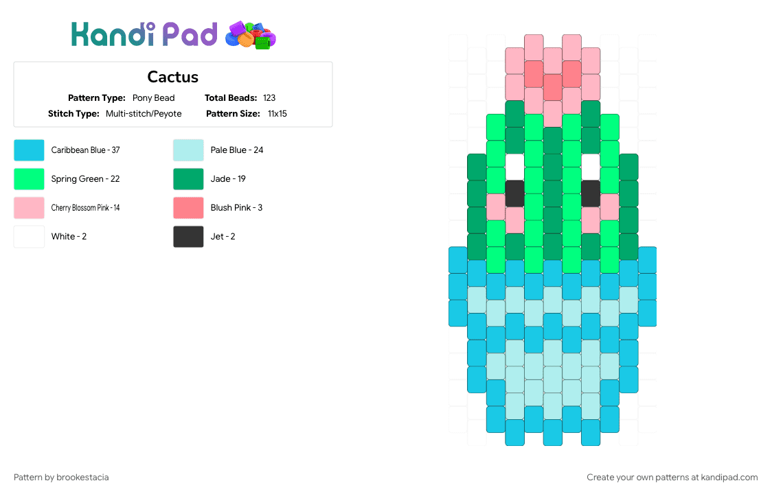Cactus - Pony Bead Pattern by brookestacia on Kandi Pad - light blue