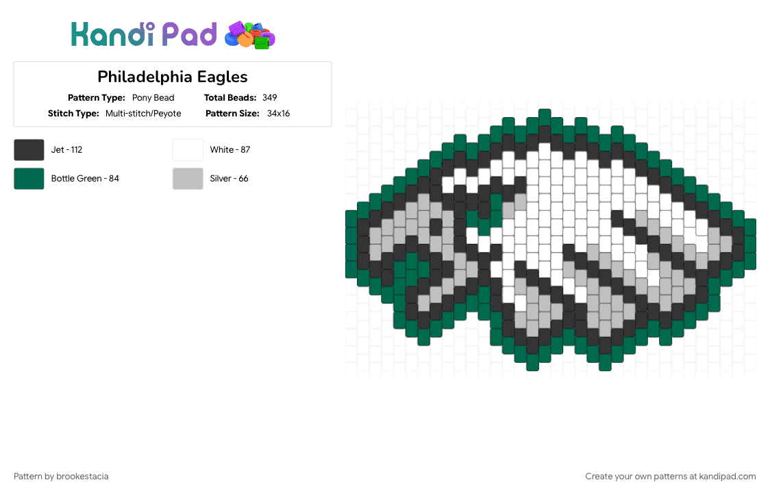 Philadelphia Eagles - Pony Bead Pattern by brookestacia on Kandi Pad - beige, teal