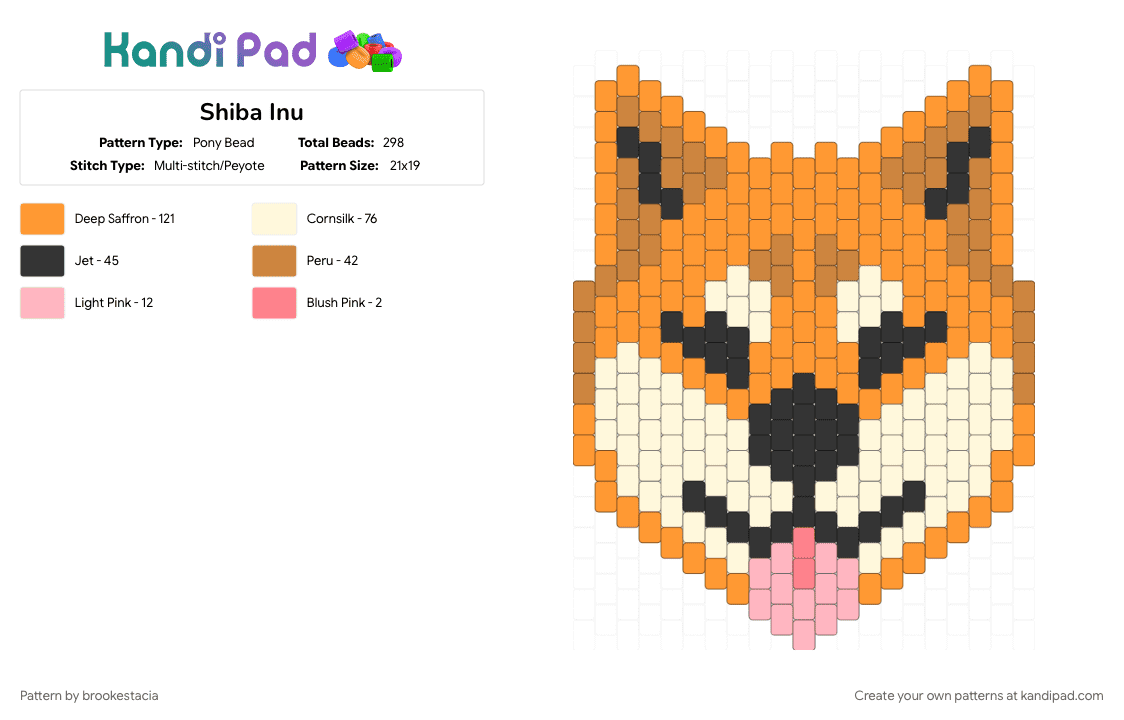 Shiba Inu - Pony Bead Pattern by brookestacia on Kandi Pad - orange