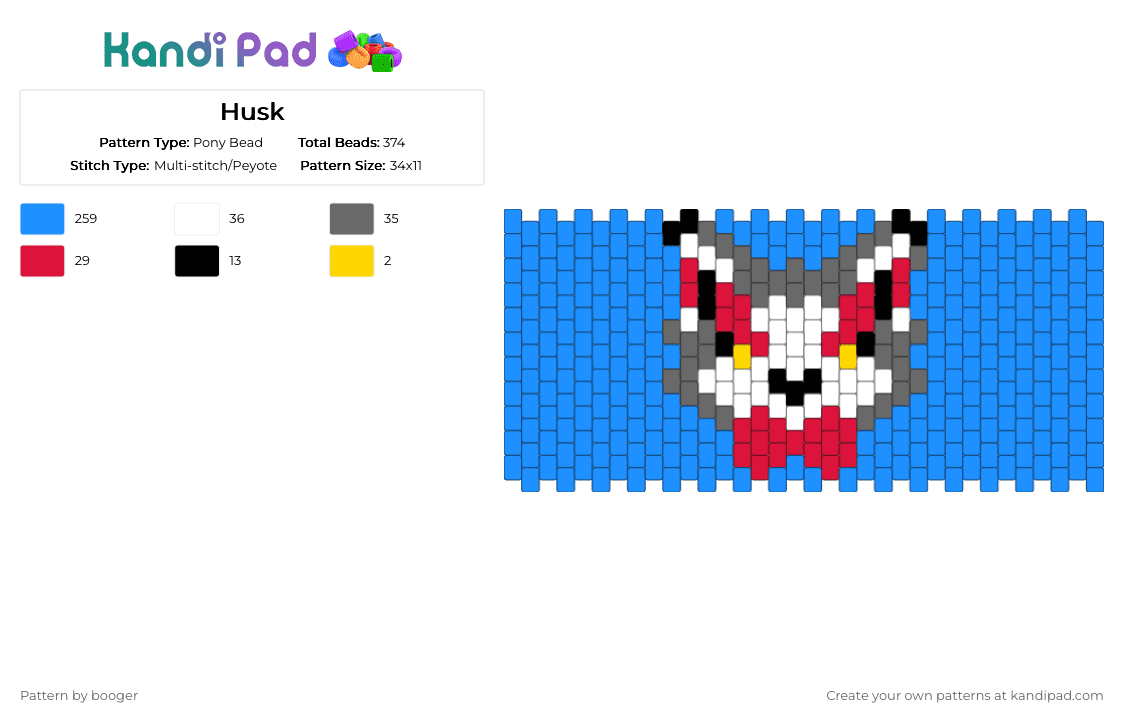 Husk - Pony Bead Pattern by booger on Kandi Pad - light blue