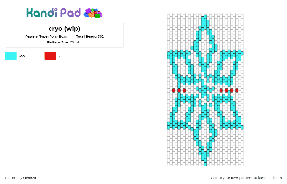 cryo (wip) - Pony Bead Pattern by scherzo on Kandi Pad - cold,snow,snowflake,ice