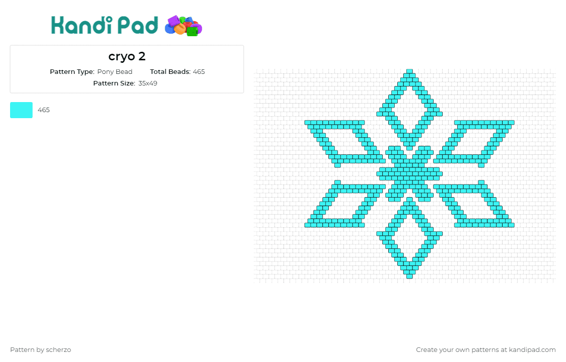 cryo 2 - Pony Bead Pattern by scherzo on Kandi Pad - cold,snow,snowflake,ice