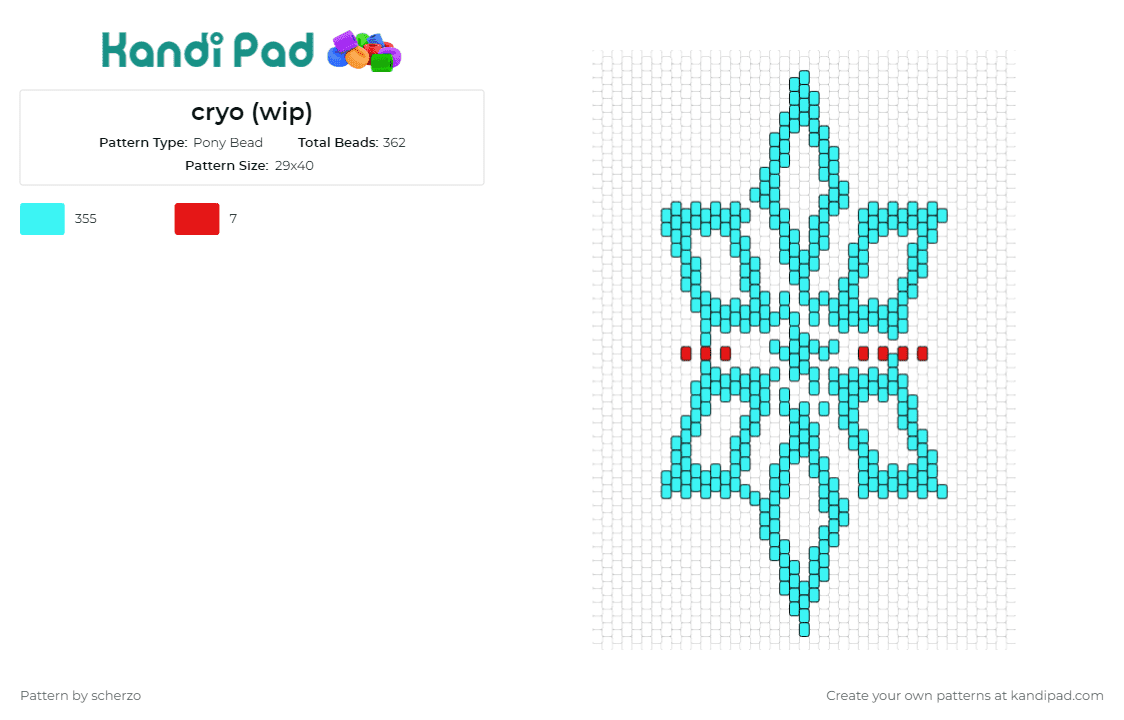 cryo (wip) - Pony Bead Pattern by scherzo on Kandi Pad - cold,snow,snowflake,ice