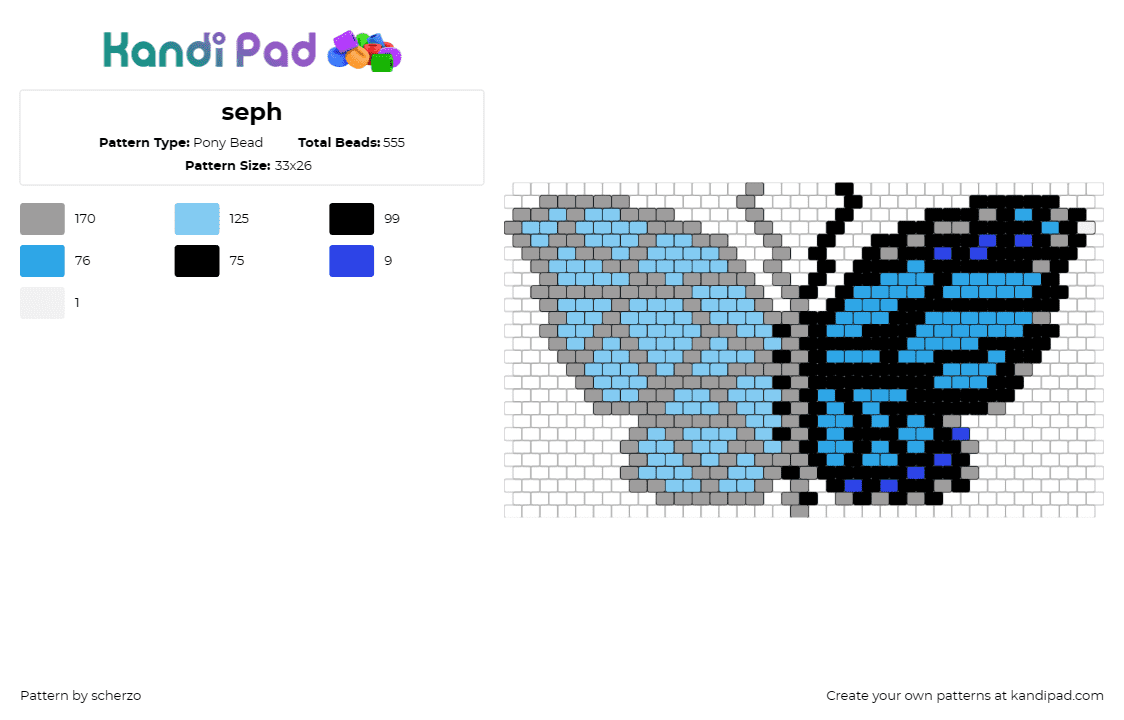 seph - Pony Bead Pattern by scherzo on Kandi Pad - butterfly