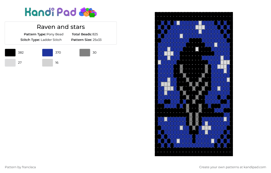 Raven and stars - Pony Bead Pattern by francisca on Kandi Pad - purple