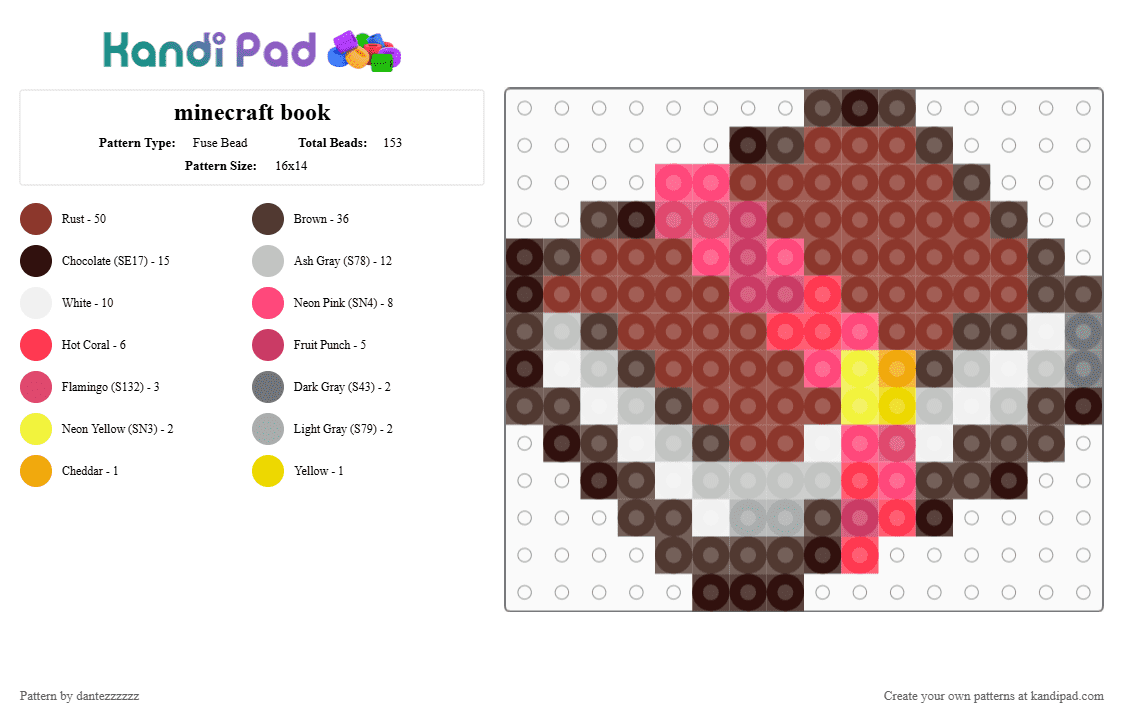 minecraft book - Fuse Bead Pattern by dantezzzzzz on Kandi Pad - brown,red