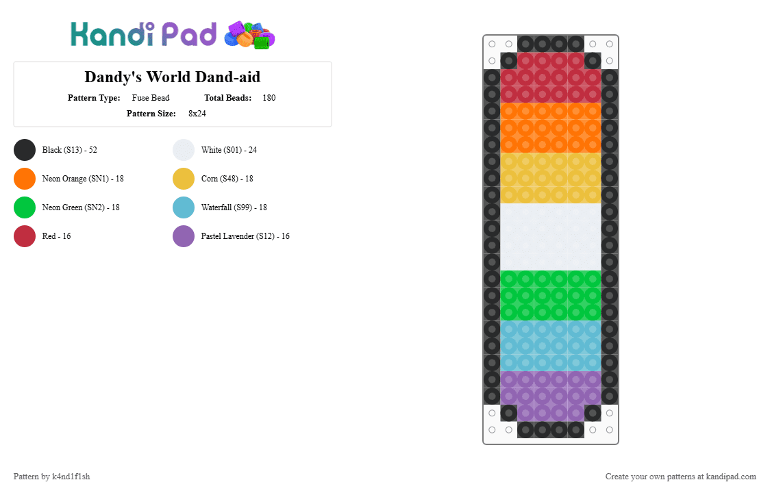 Dandy\'s World Dand-aid - Fuse Bead Pattern by k4nd1f1sh on Kandi Pad - orange,green,pink,colorful
