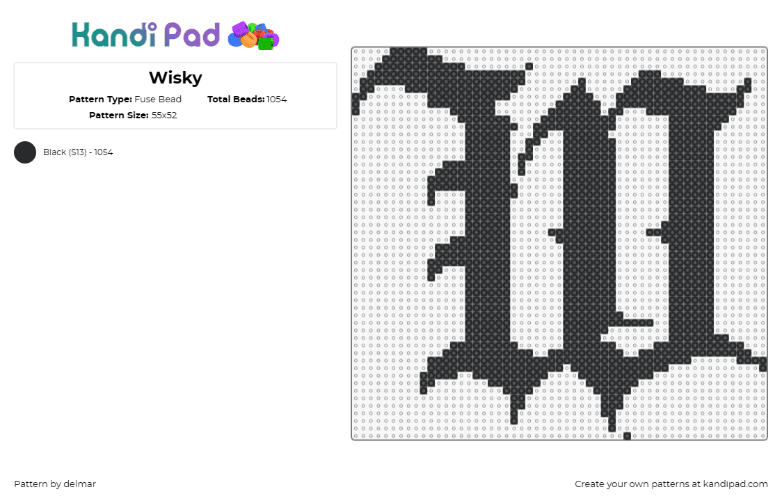 Wisky - Fuse Bead Pattern by delmar on Kandi Pad - wisky drips,clothing,logo,text,ornate,black