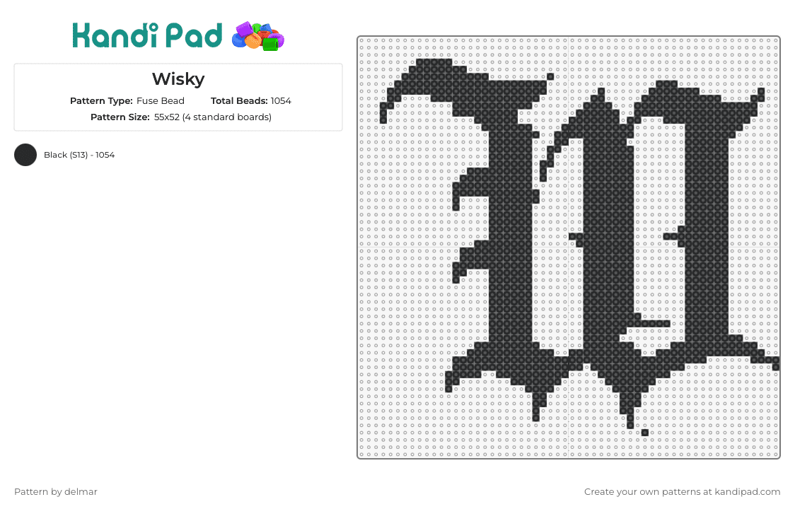 Wisky - Fuse Bead Pattern by delmar on Kandi Pad - wisky drips,clothing,logo,text,ornate,black