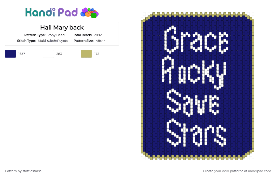 Hail Mary back - Pony Bead Pattern by statticstarss on Kandi Pad - purple