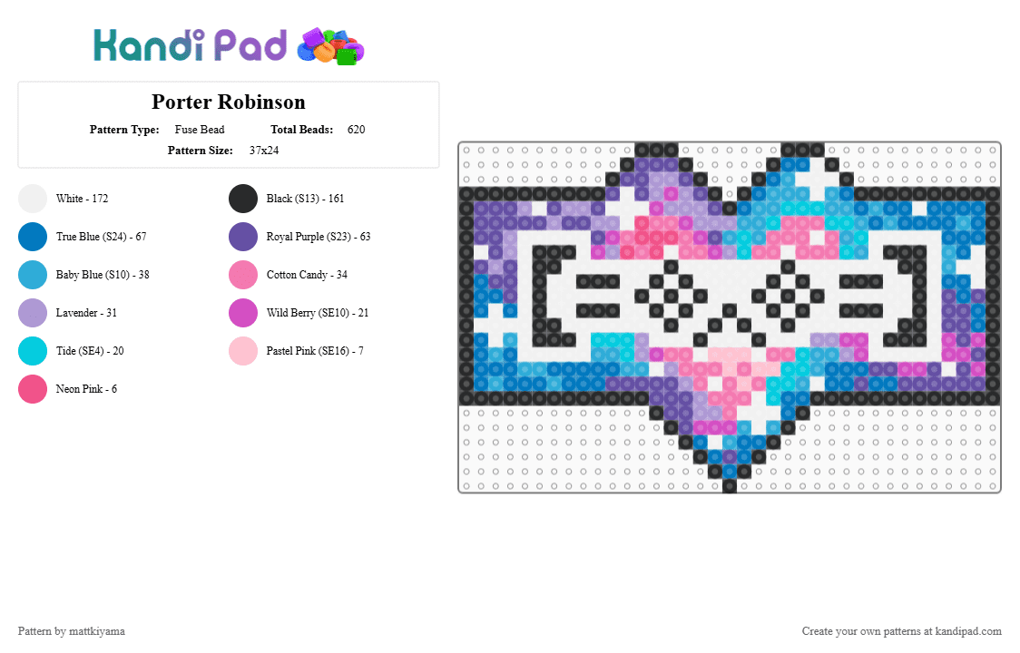 Porter Robinson - Fuse Bead Pattern by mattkiyama on Kandi Pad - pink