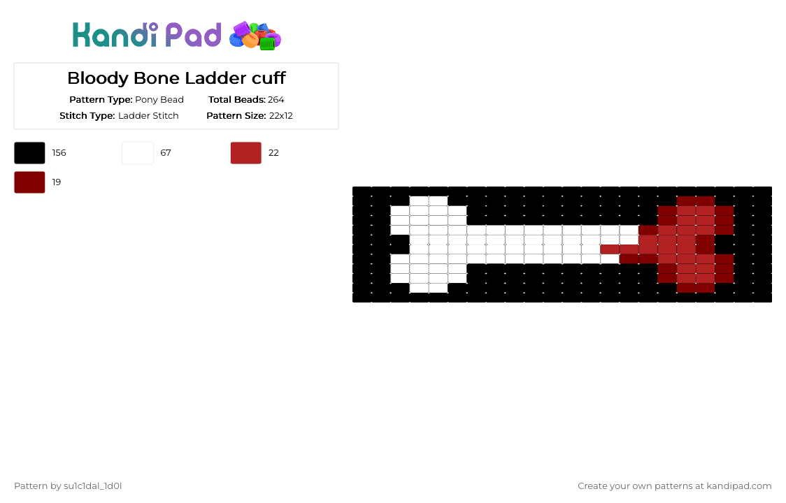Bloody Bone Ladder cuff - Pony Bead Pattern by su1c1dal_1d0l on Kandi Pad - black,white,brown,red,bones,ladder