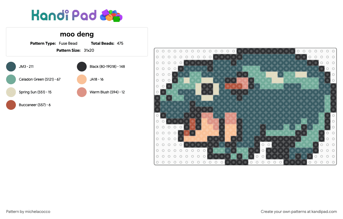 moo deng - Fuse Bead Pattern by michelacocco on Kandi Pad - purple