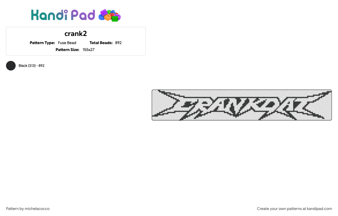Crankdat Blank (Improved) - Fuse Bead Pattern by michelacocco on Kandi Pad - black, dj, dubstep, edm, logo