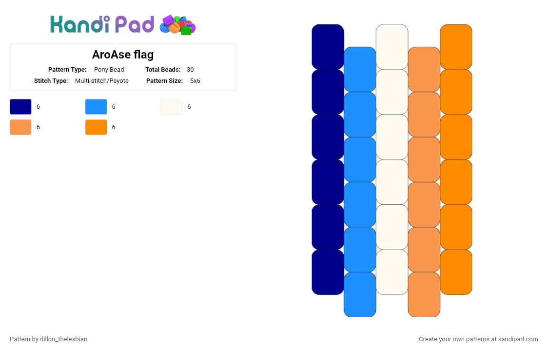 AroAse flag - Pony Bead Pattern by dillon on Kandi Pad - orange