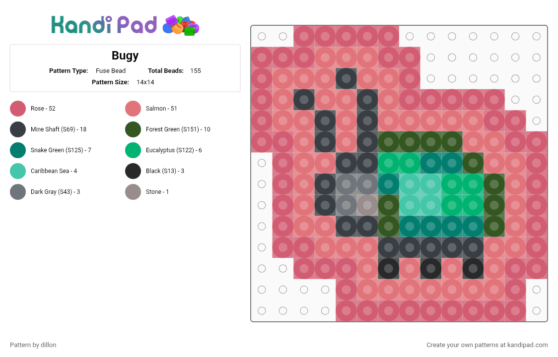 Bugy - Fuse Bead Pattern by dillon_thelesbian on Kandi Pad - red