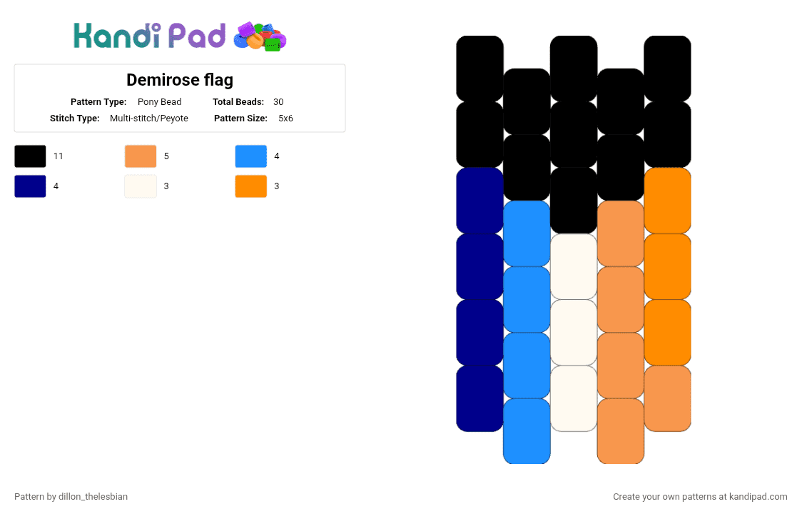 Demirose flag - Pony Bead Pattern by dillon on Kandi Pad - orange