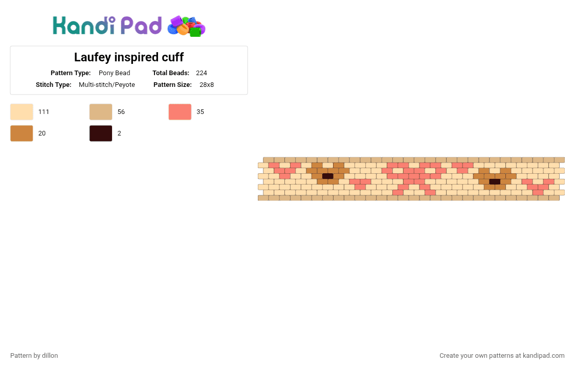 Laufey inspired cuff - Pony Bead Pattern by dillon_thelesbian on Kandi Pad - beige