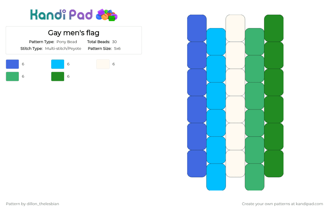 Gay men\'s flag - Pony Bead Pattern by dillon on Kandi Pad - green