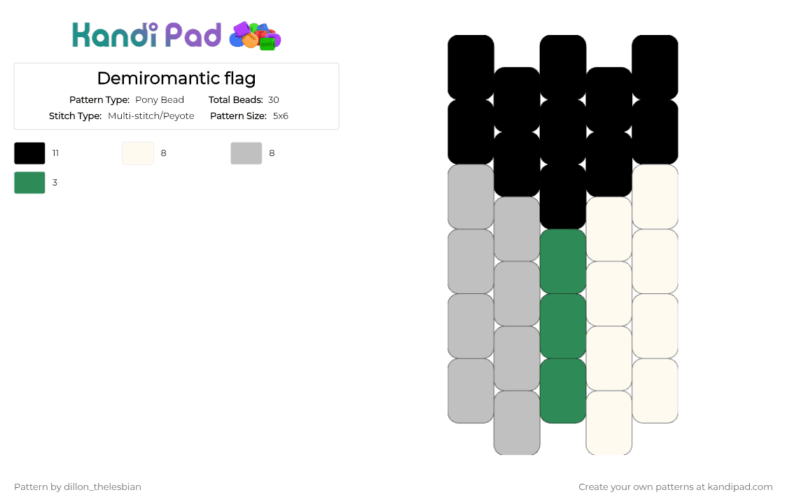Demiromantic flag - Pony Bead Pattern by dillon on Kandi Pad - green,beige