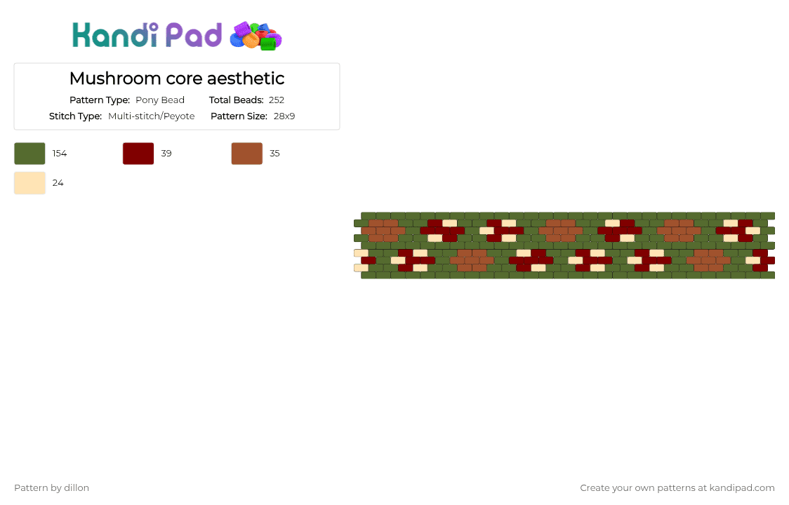 Mushroom core aesthetic inspired cuff - Pony Bead Pattern by dillon_thelesbian on Kandi Pad - gold