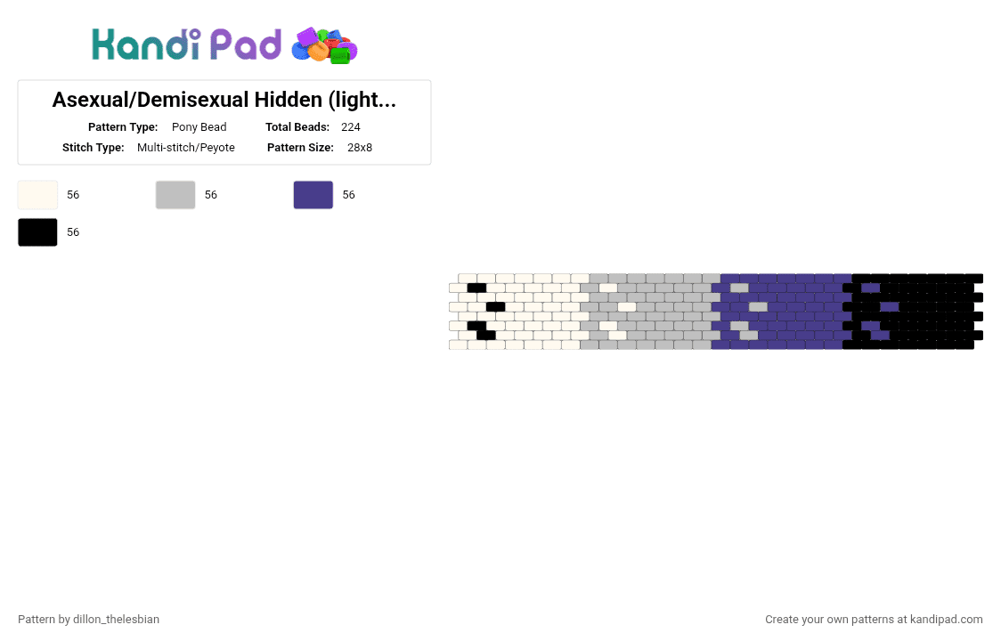 Asexual/Demisexual Hidden (lightest colors to darkest colors) Gradient - Pony Bead Pattern by dillon on Kandi Pad - 
