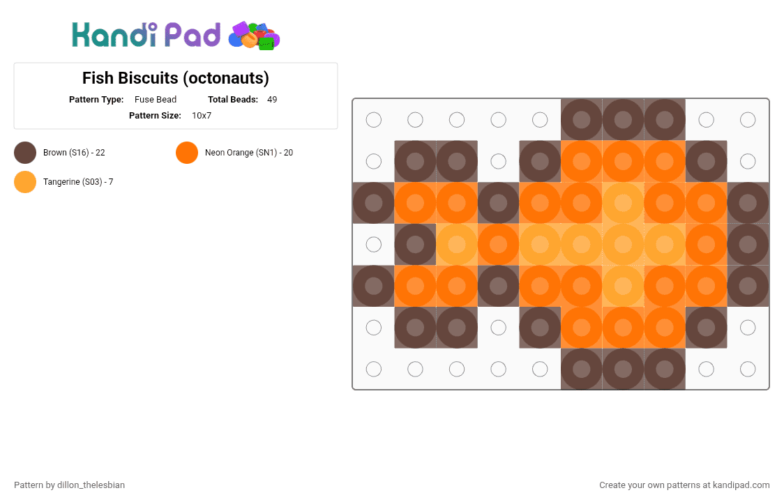 Fish Biscuits (octonauts) - Fuse Bead Pattern by dillon on Kandi Pad - brown,orange