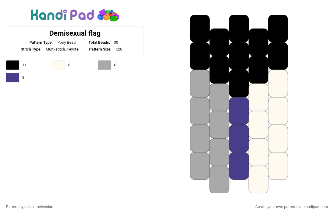 Demisexual flag - Pony Bead Pattern by dillon on Kandi Pad - purple,beige