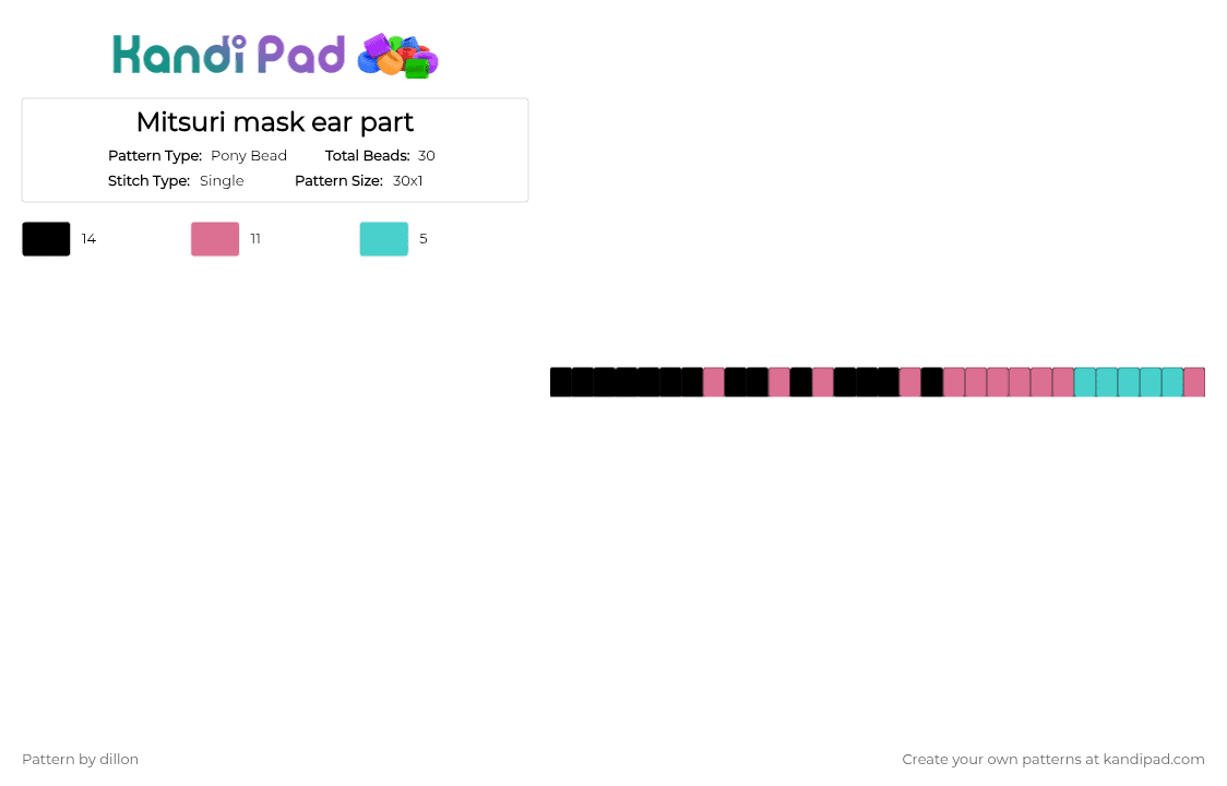Mitsuri mask ear part - Pony Bead Pattern by dillon_thelesbian on Kandi Pad - 