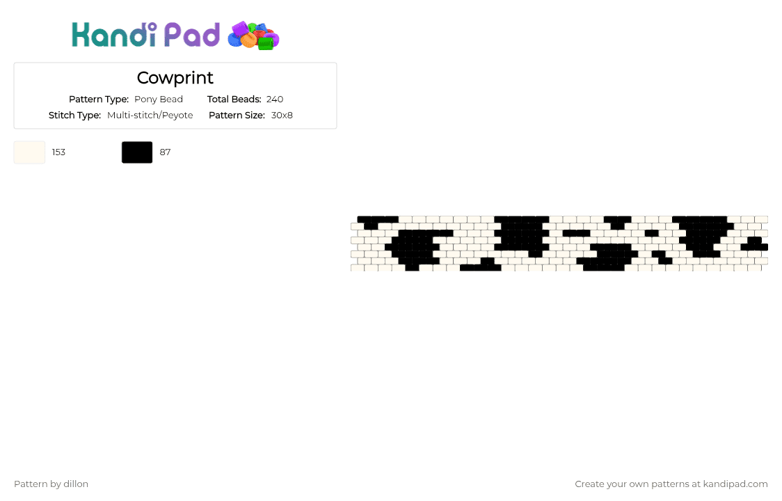 Cow - Pony Bead Pattern by dillon on Kandi Pad - 