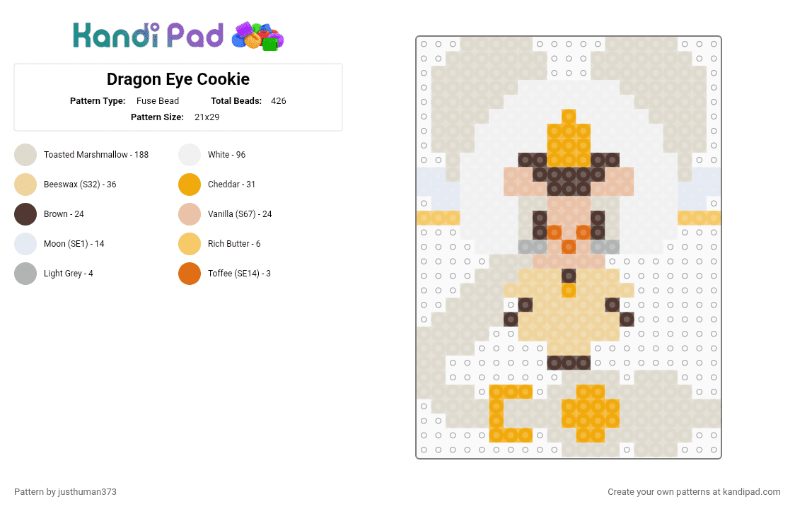 Dragon Eye Cookie - Fuse Bead Pattern by justhuman373 on Kandi Pad - beige