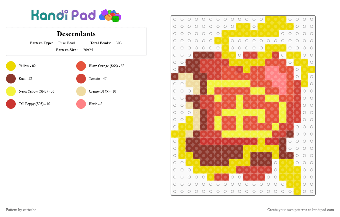 Descendants Patterns Descendants Fuse Bead Pattern - Kandi Pad | Kandi Patterns, Fuse Bead ...