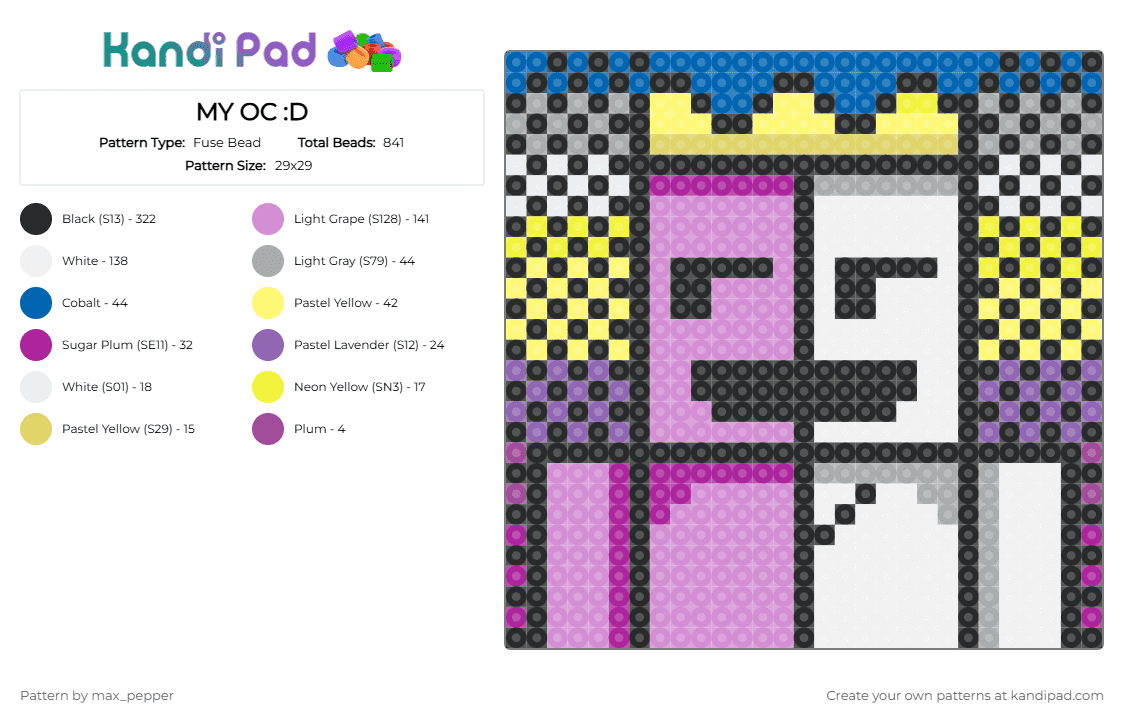 MY OC :D - Fuse Bead Pattern by max_pepper on Kandi Pad - pink