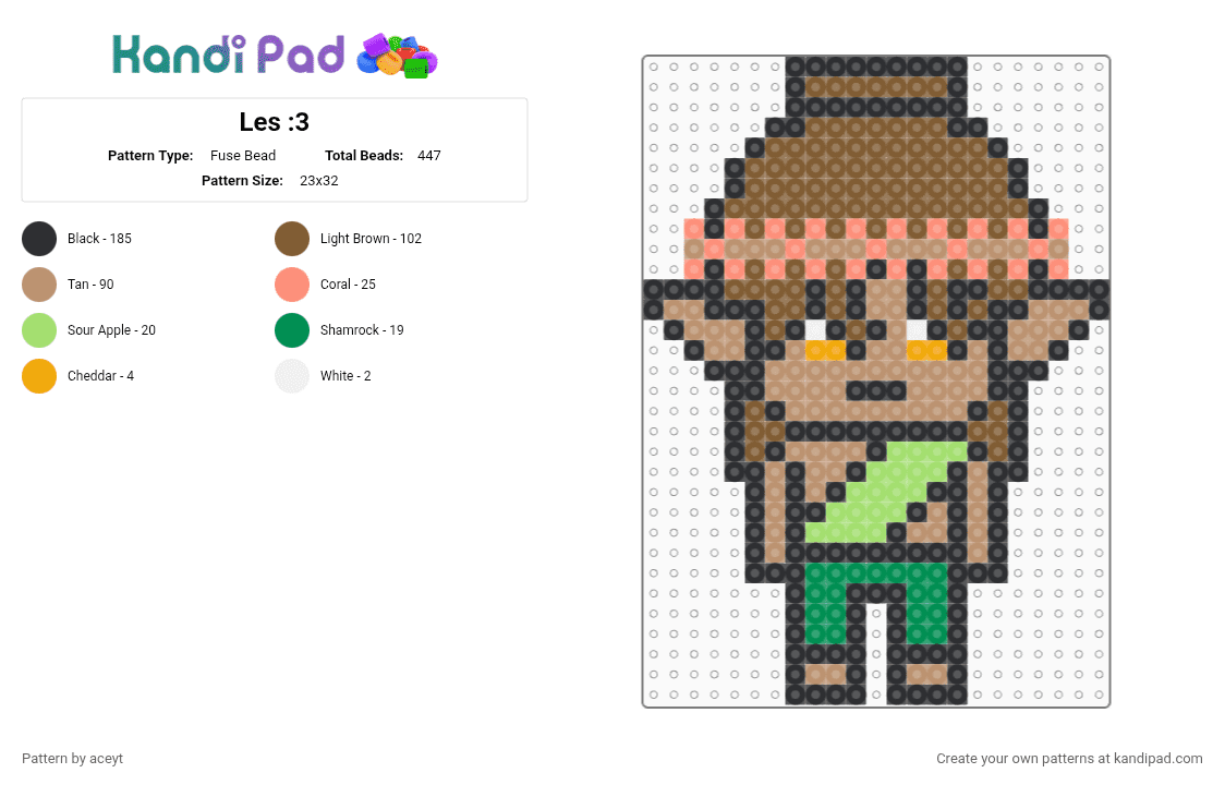 Les :3 - Fuse Bead Pattern by aceyt on Kandi Pad - beige, tan